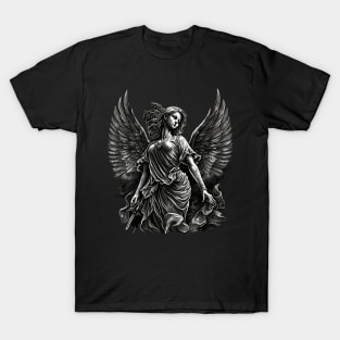 Angel statue in tattoo style | Original design of angel statue with tattoo elements T-Shirt